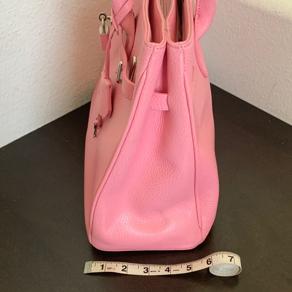 Vintage JASPER CONRAN Pink Leather Satchel with dust bag. - Picture 6 of 16